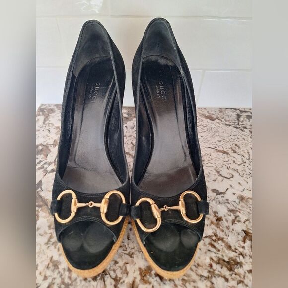 Gucci black suede heel flats size 9.5 - Picture 1 of 14